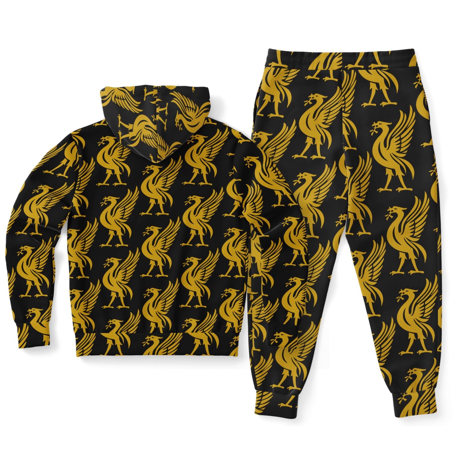 Liverpool Liver Bird Gold Pattern Hoodie and Sweatpants Outfit Set - HipHatter