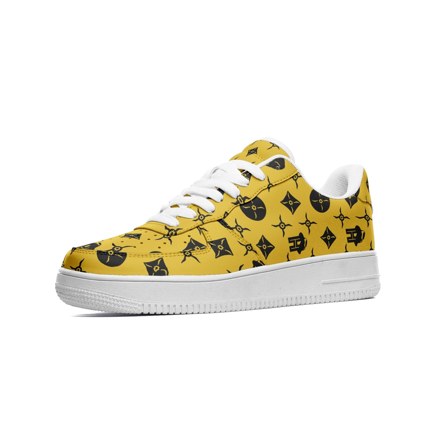 Black and Yellow Unisex Low Top Leather Sneakers - HipHatter