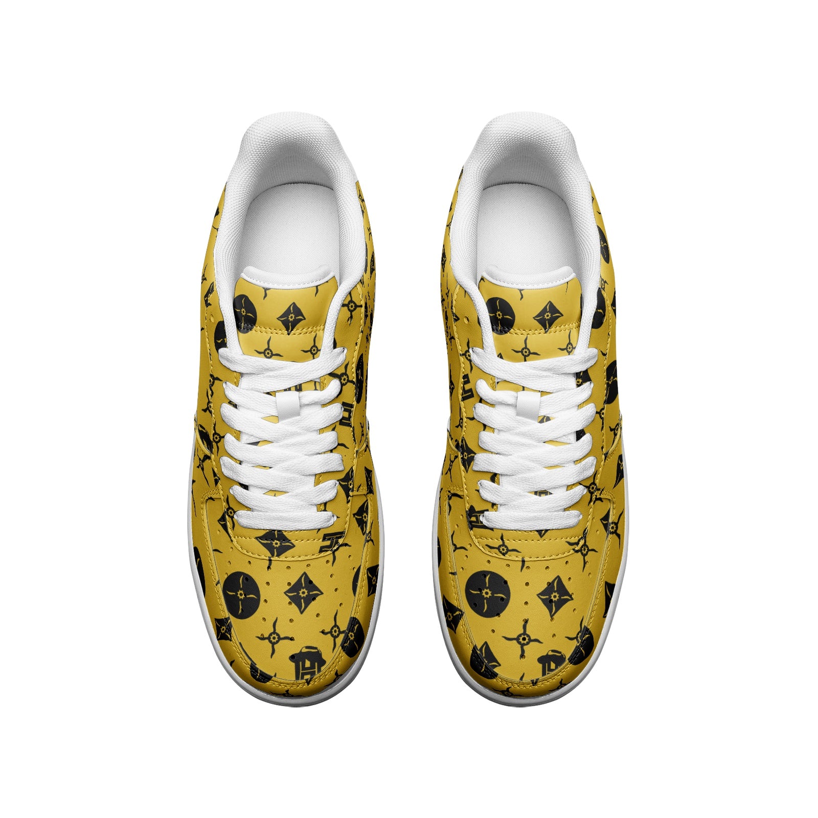 Black and Yellow Unisex Low Top Leather Sneakers - HipHatter