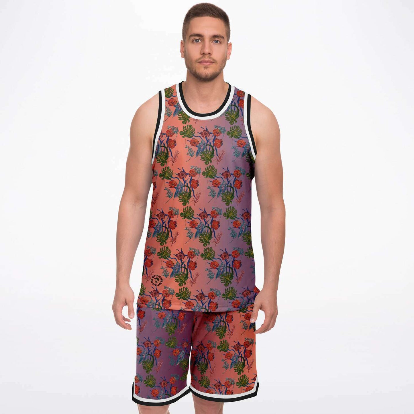 Tropical Floral Print Dawn Basketball Jersey and Shorts Set - HipHatter