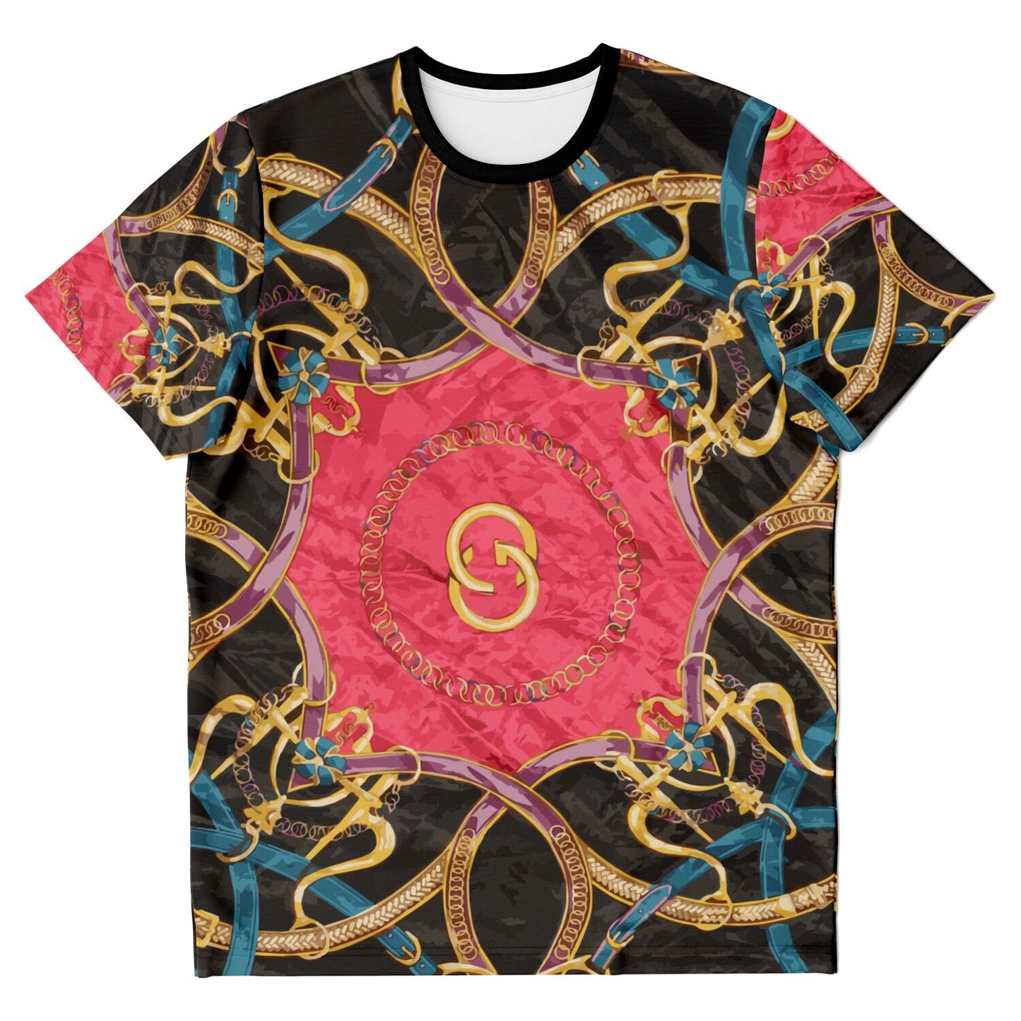 Luxury Pink Scarf Print T Shirt - HipHatter