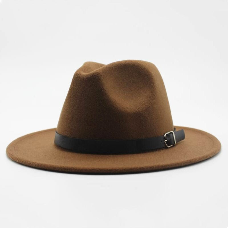 Wide Brim Fedora Hat with Buckle - HipHatter