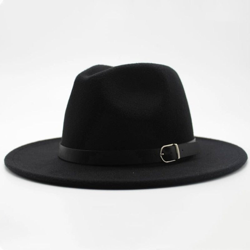 Wide Brim Fedora Hat with Buckle