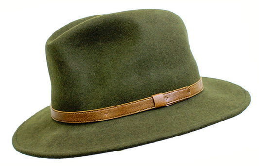 The West Country Walker Wide Brim Fedora Hat Forrest Green - HipHatter