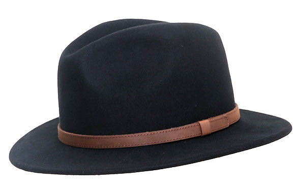 The West Country Walker Wide Brim Fedora Hat Black - HipHatter