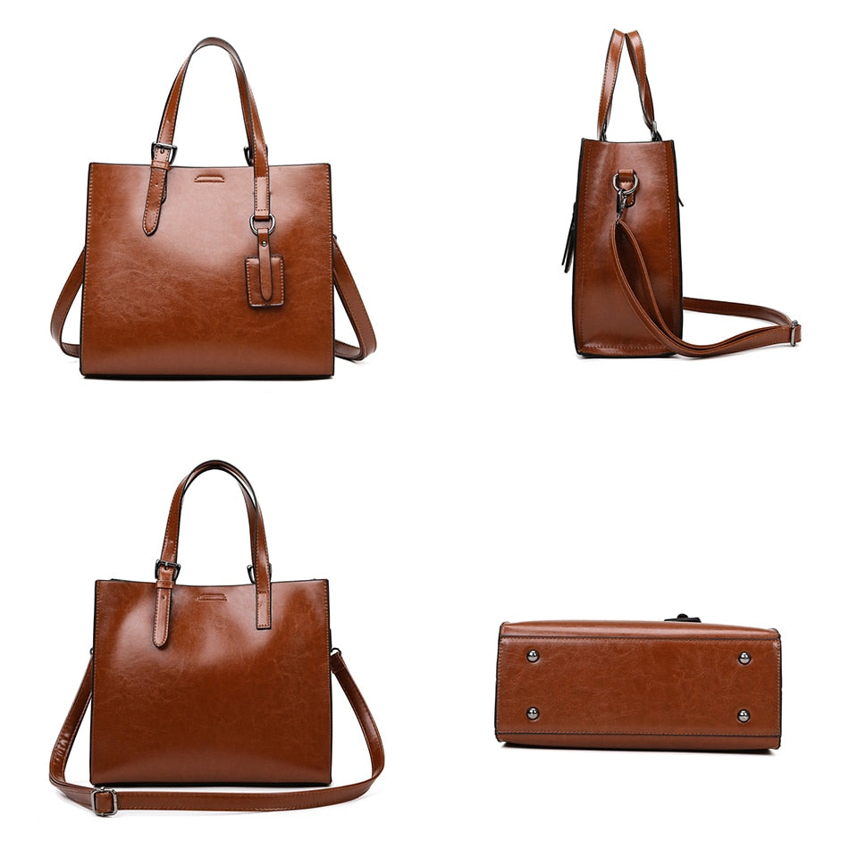 The Working Woman: Leather Style Tote Handbag - HipHatter