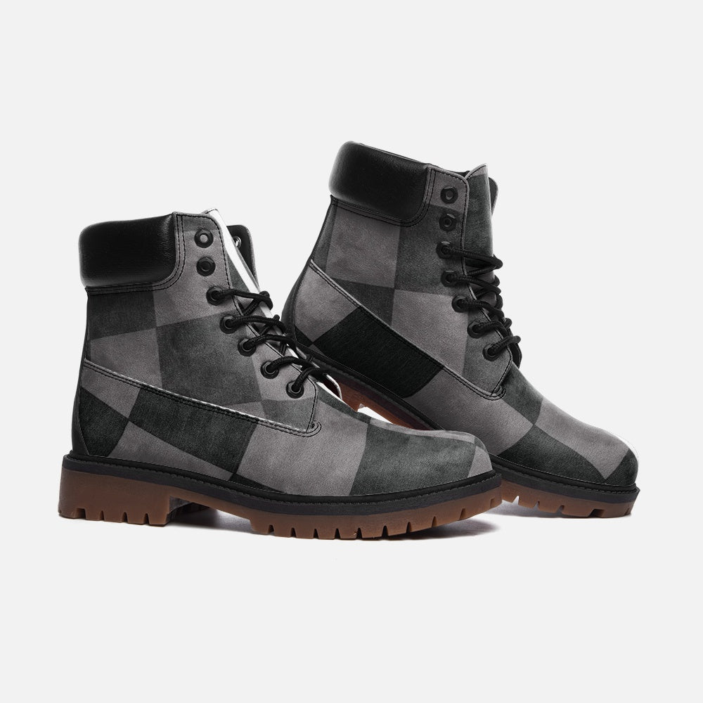 Classic French Grey Checkered Timber Boots - HipHatter