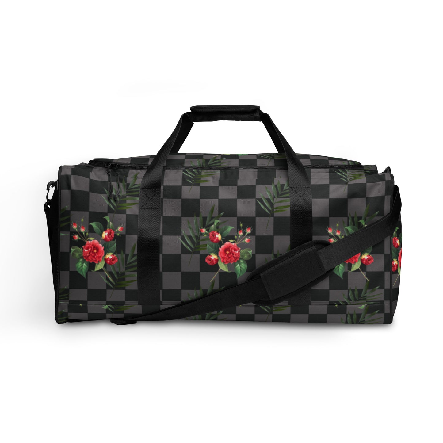 Flower Leaf Classic Plaid Design Hand Held Gym Luggage Travel Bag - HipHatter
