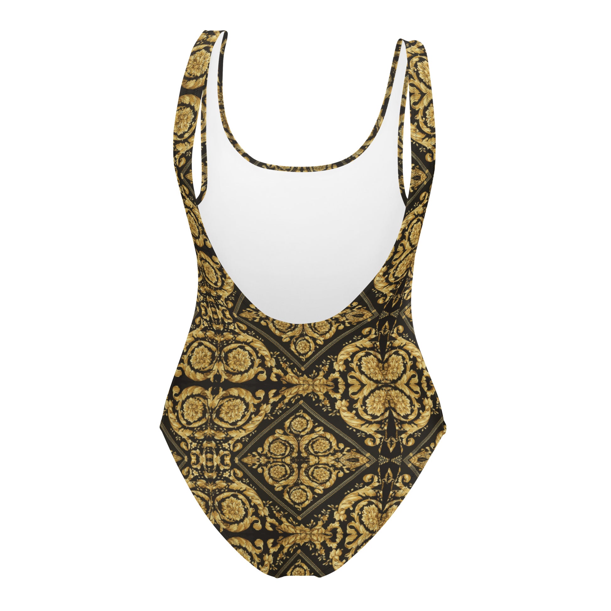 Gold Baroque Scarf Print One-Piece Swimsuit - HipHatter