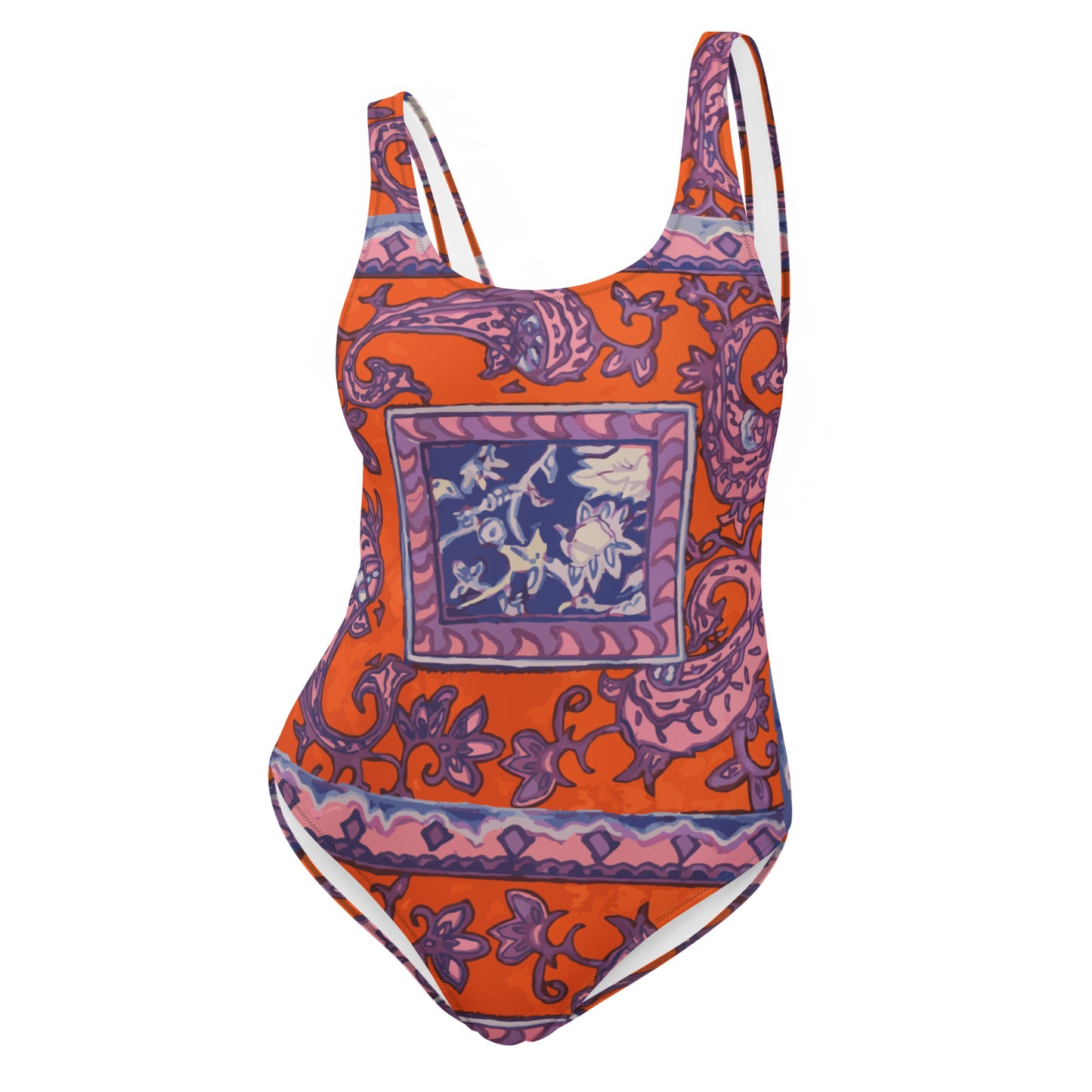 Orange Paisley One-Piece Swimsuit - HipHatter