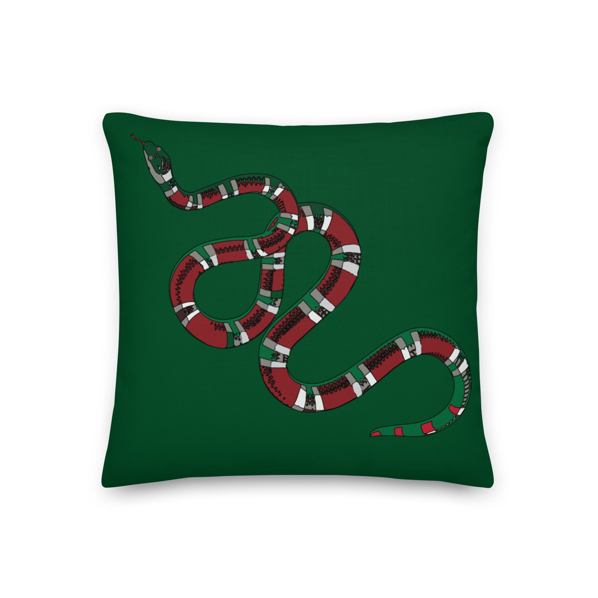 Designer Snakes On Green Premium Pillow - HipHatter