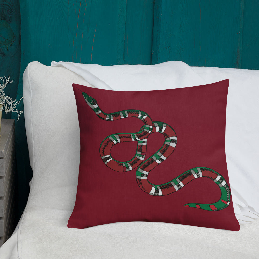 Designer Snakes On Red Premium Pillow - HipHatter