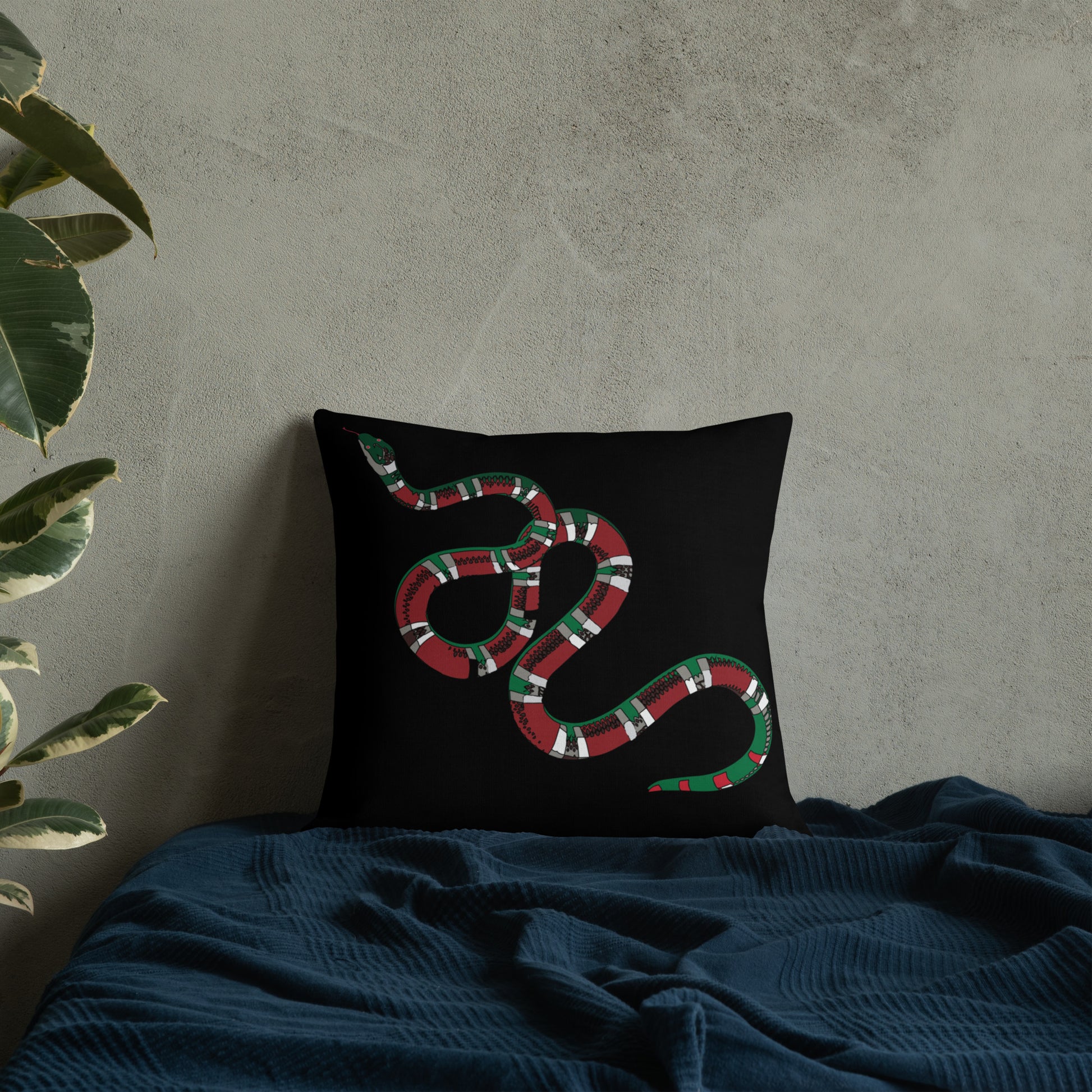 Designer Snakes On Black Premium Pillow - HipHatter