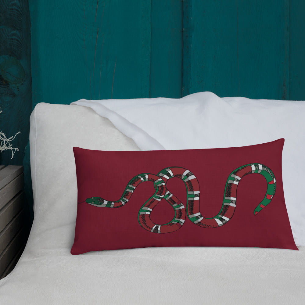 Designer Snakes On Red Premium Pillow - HipHatter