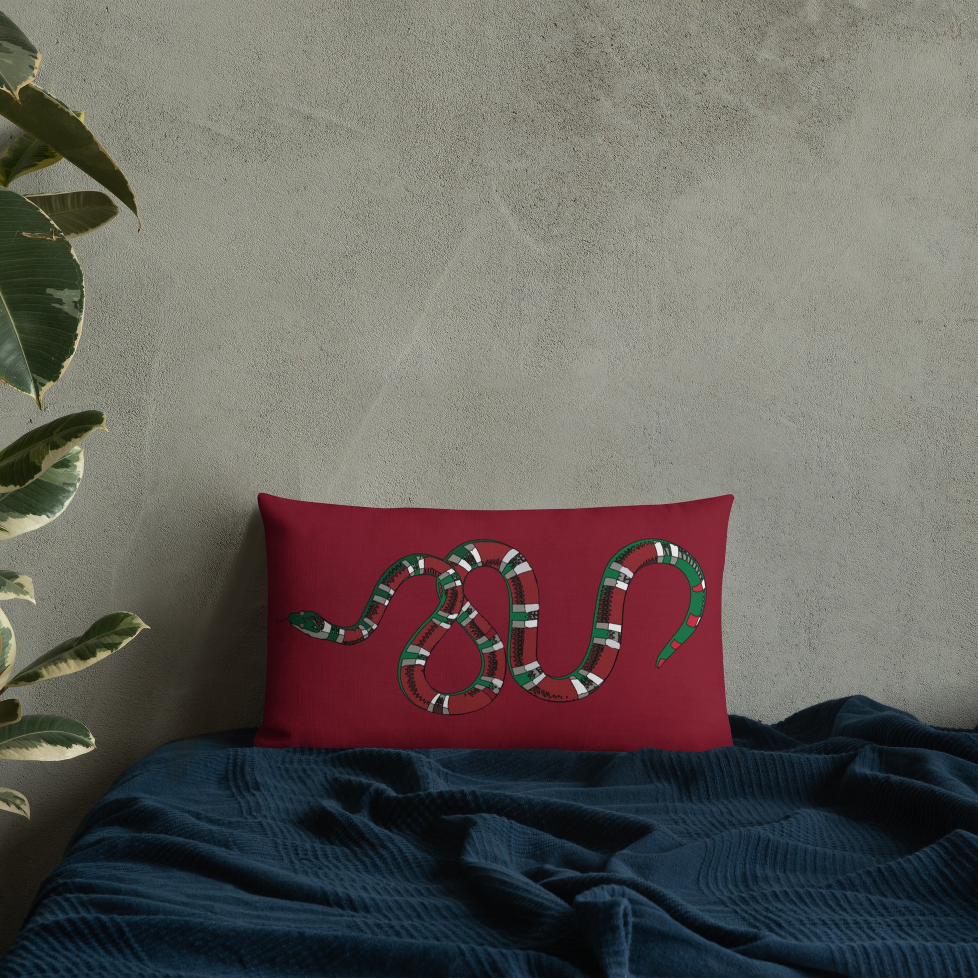 Designer Snakes On Red Premium Pillow - HipHatter