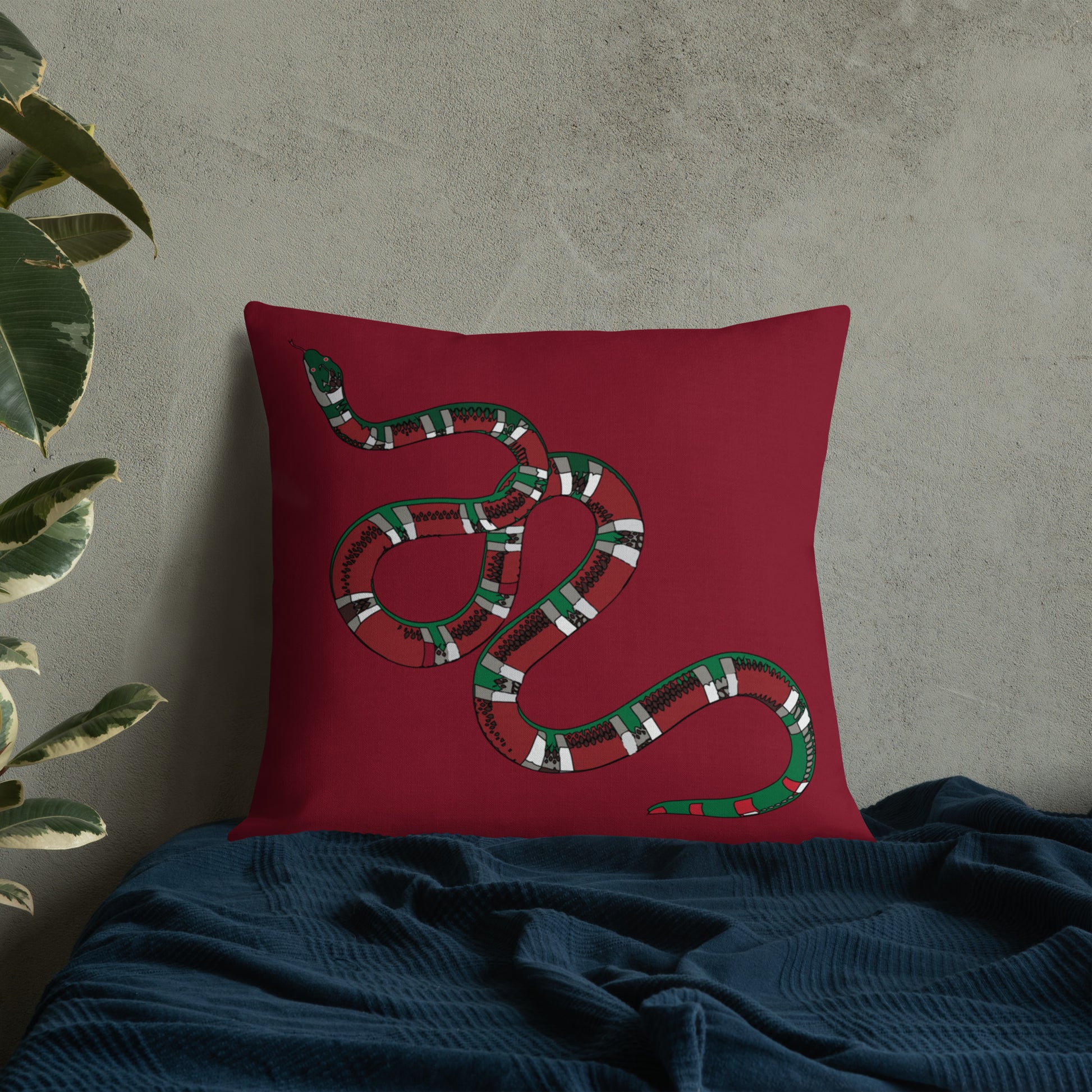 Designer Snakes On Red Premium Pillow - HipHatter