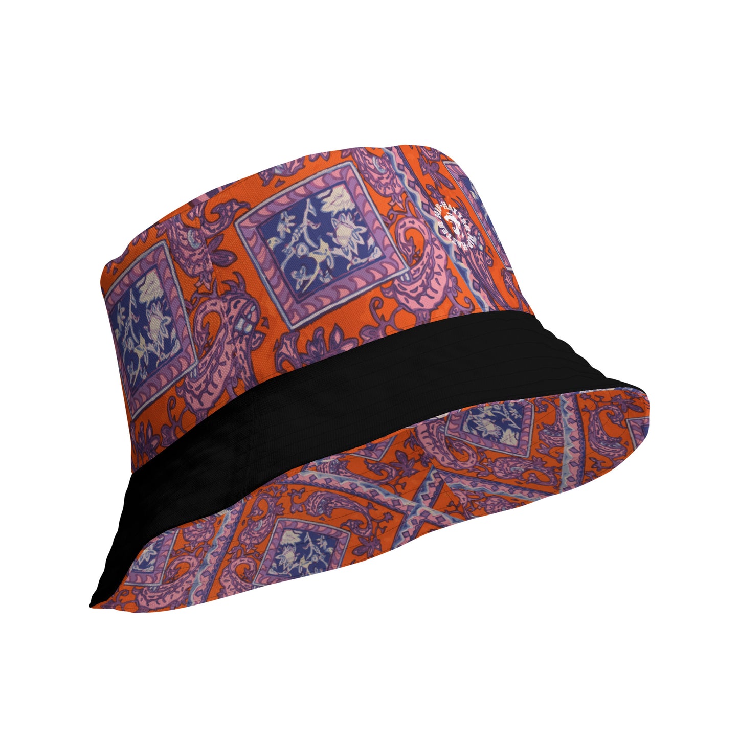 Orange Paisley Pattern Reversible bucket hat - Hip Hatter