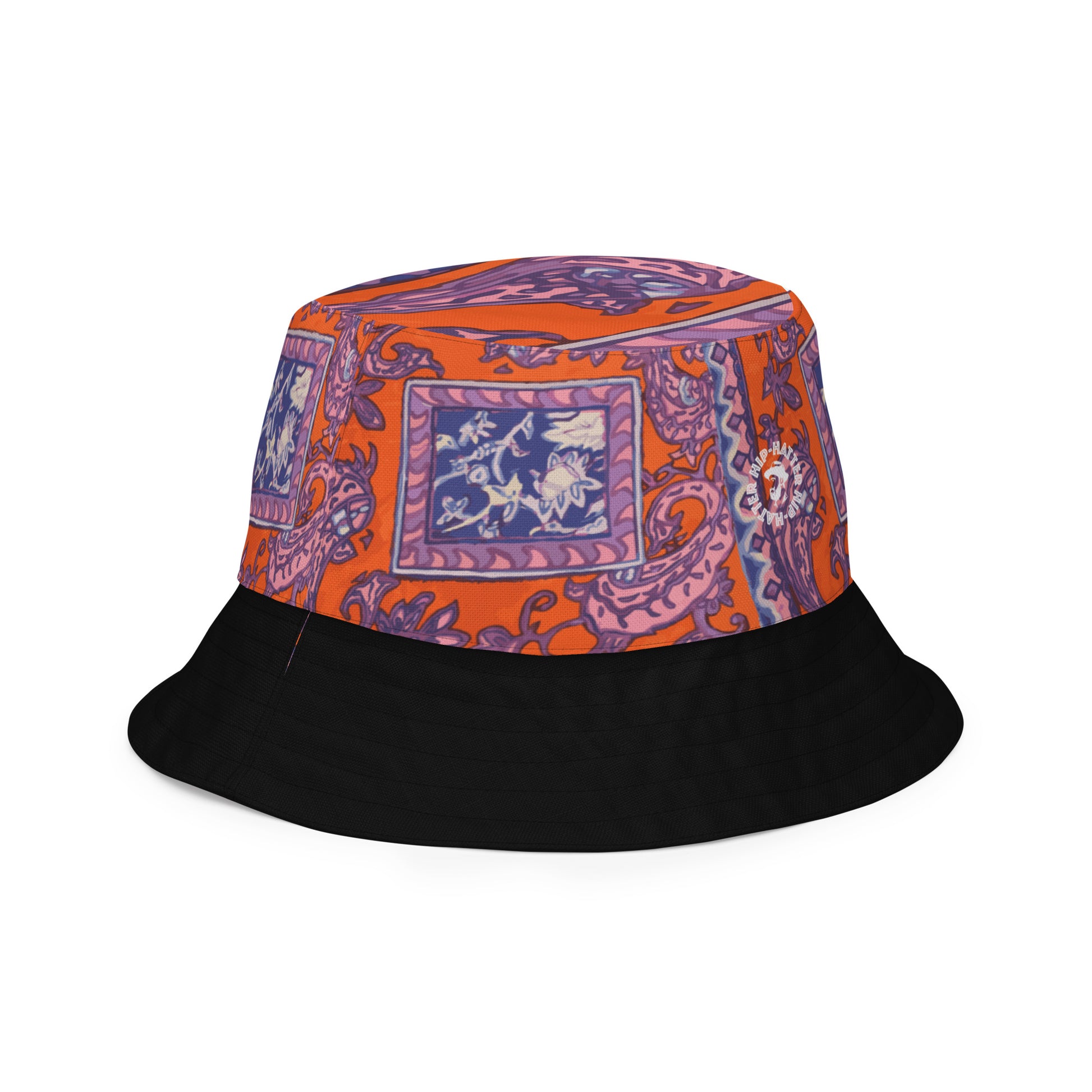 Orange Paisley Pattern Reversible bucket hat - Hip Hatter
