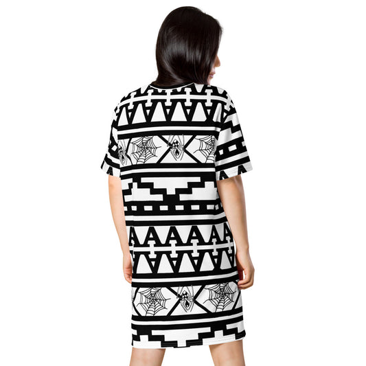 Aztec Print White T-shirt dress - HipHatter
