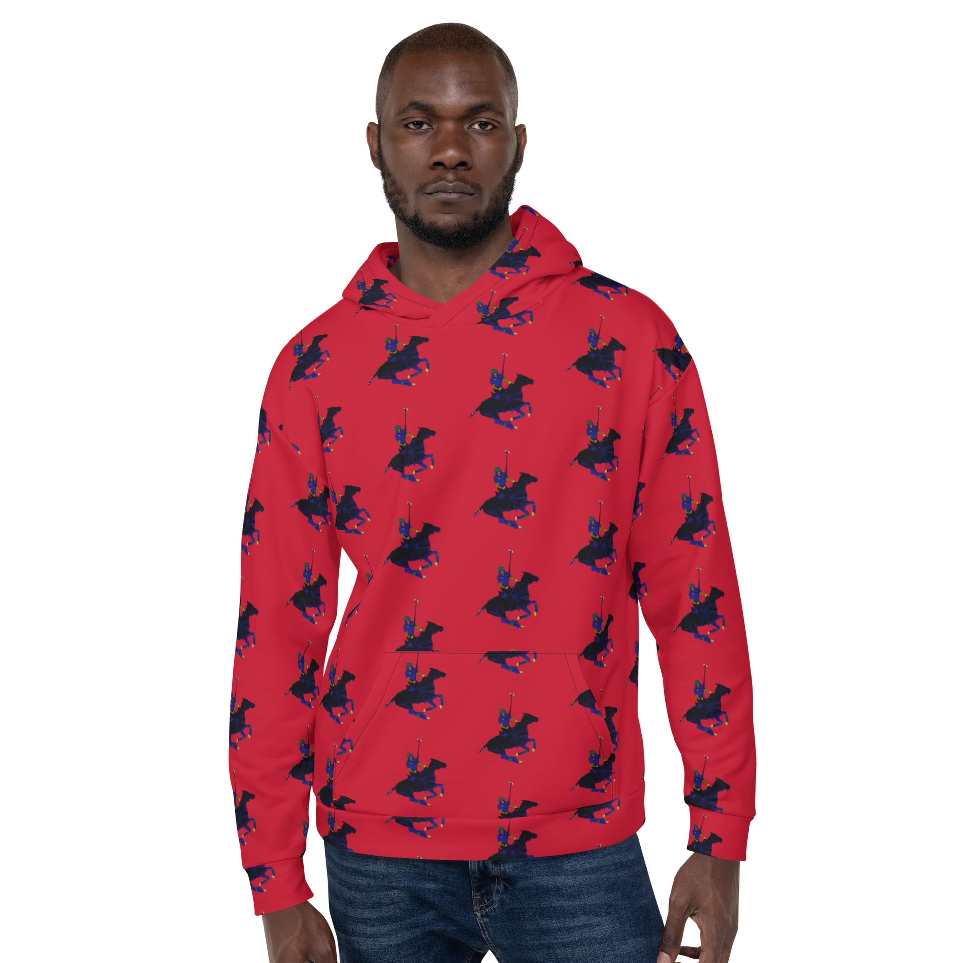 Red Polo Carib Pony Pattern  Unisex Hoodie - HipHatter