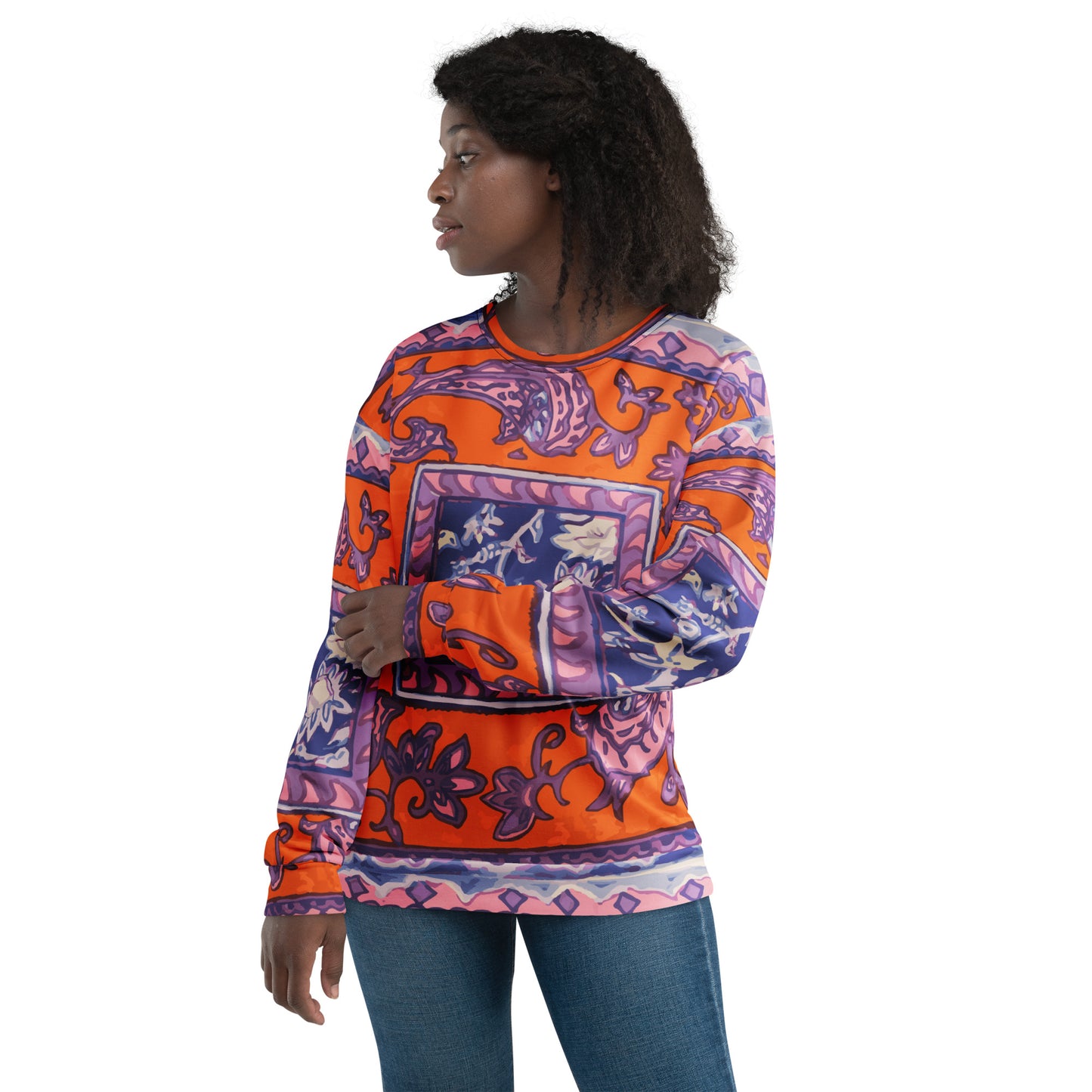 Orange Paisley La Rambla Unisex Sweatshirt - HipHatter