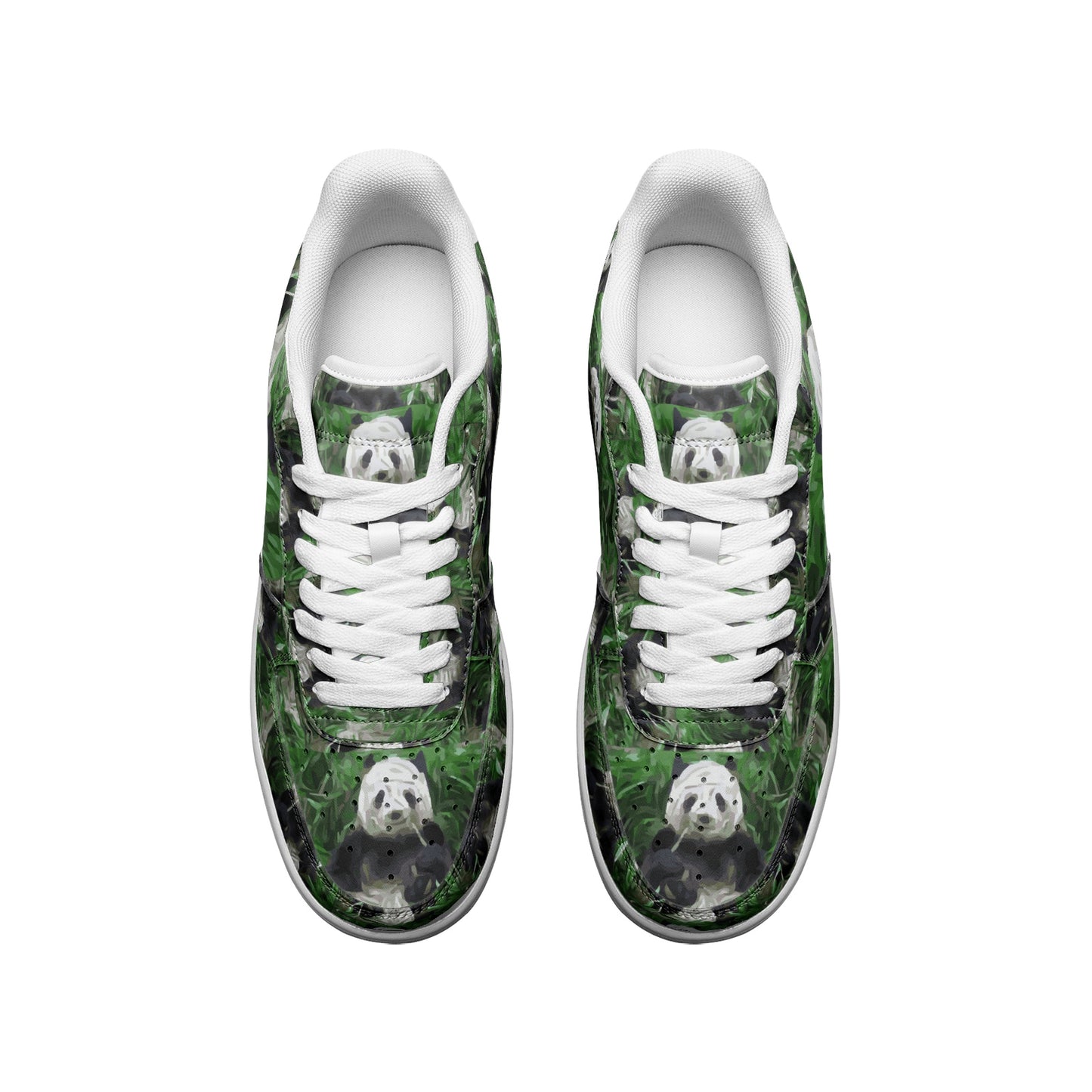 Panda Life Bamboo Green Unisex Low Top Leather Sneakers - HipHatter