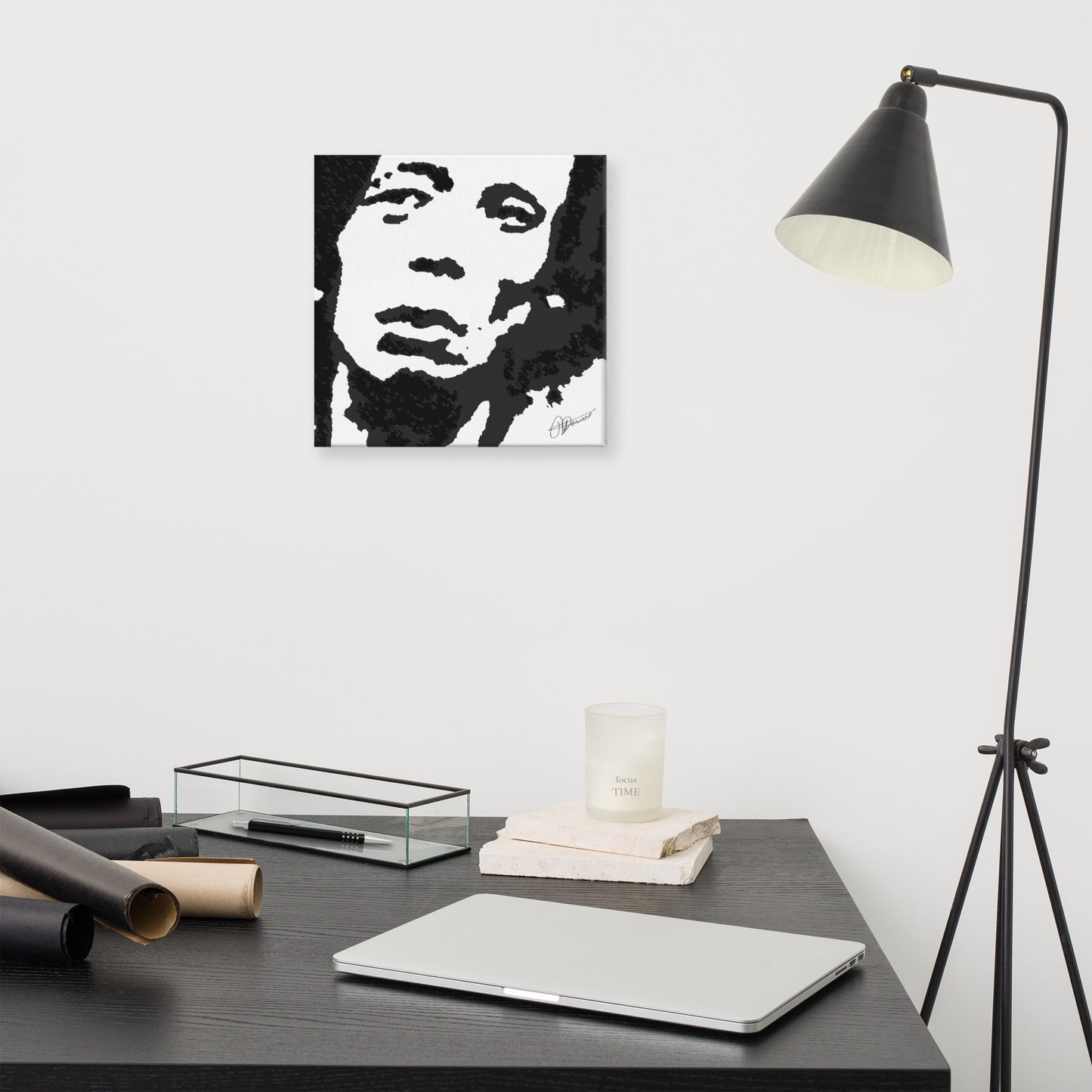 Inkblot Pop Art Marley On Black and White Canvas - HipHatter