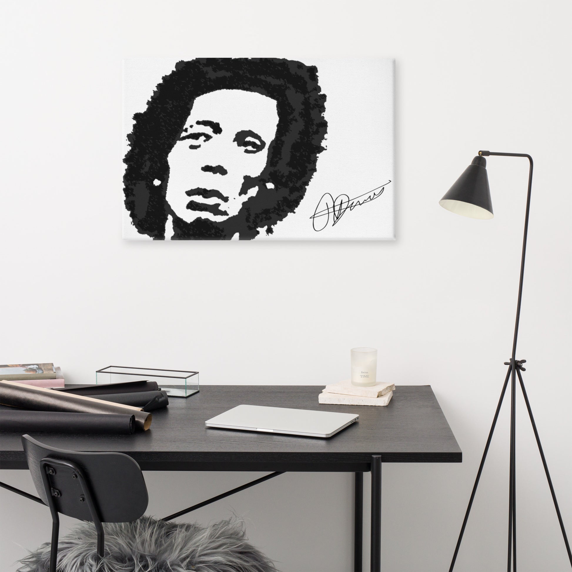 Inkblot Pop Art Marley On Black and White Canvas - HipHatter