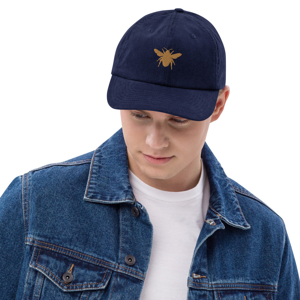 Corduroy Embroidered Bee Baseball Hat - HipHatter