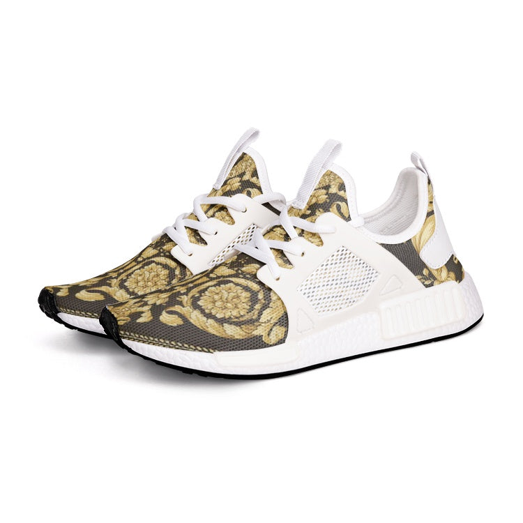 Baroque Gold Scarf Print Unisex Lightweight Sneakers - HipHatter