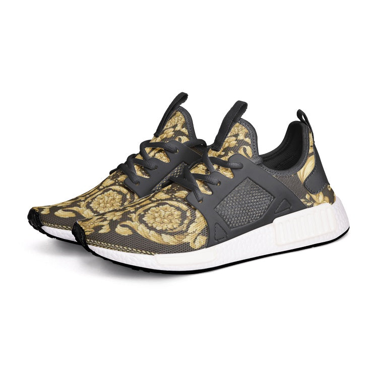 Baroque Gold Scarf Print Unisex Lightweight Sneakers - HipHatter