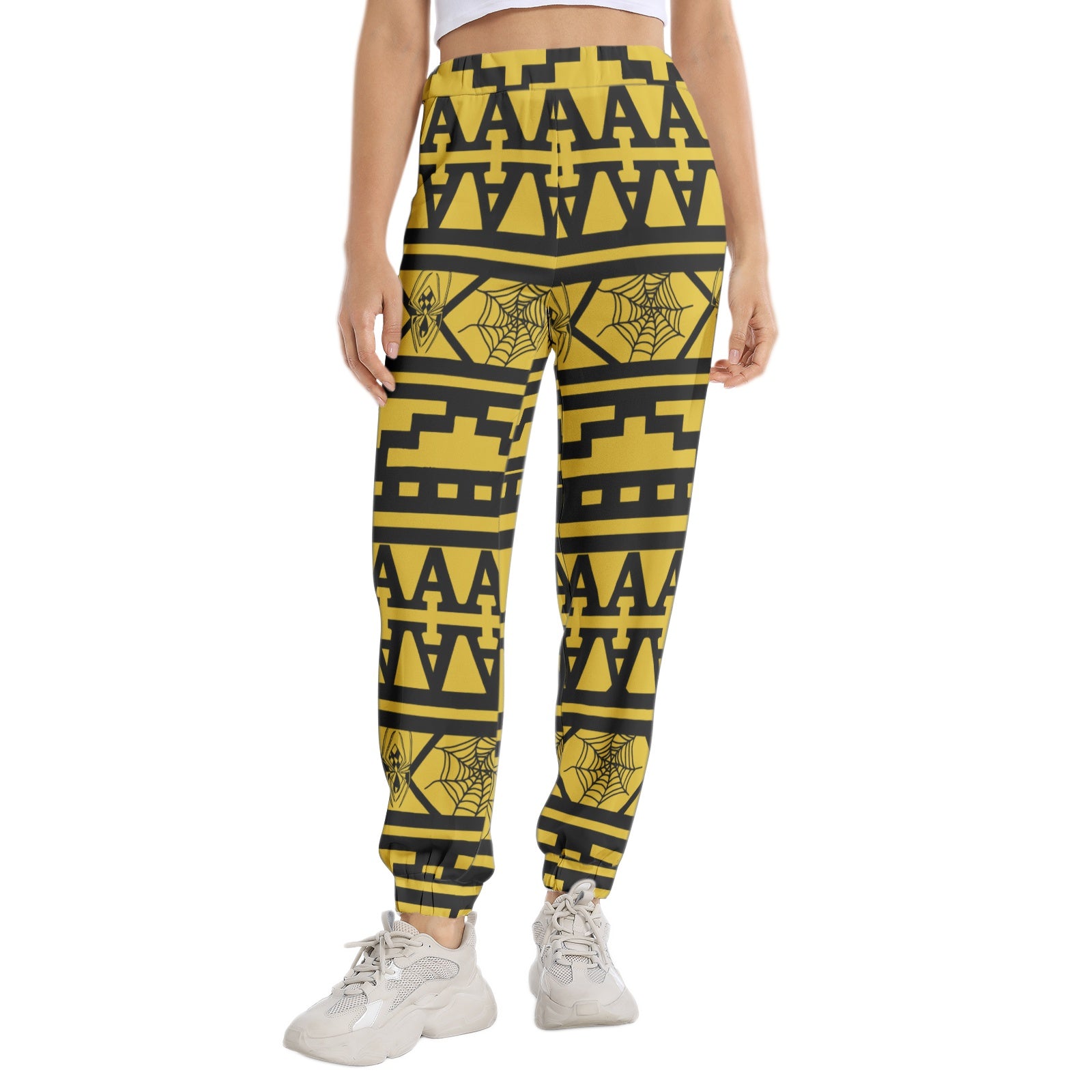 Yellow Gold Aztec 80s Style Tapered Sweatpants - HipHatter