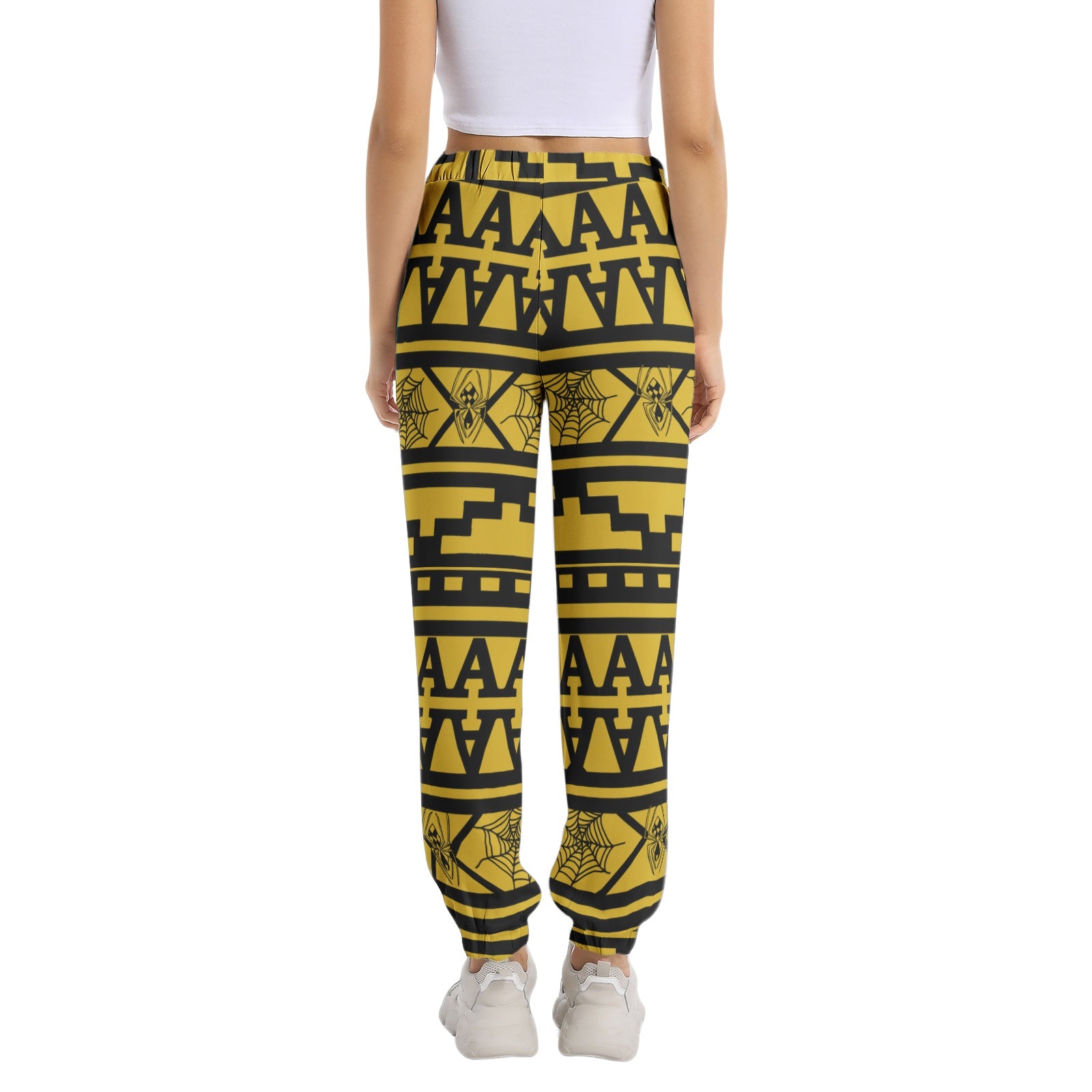 Yellow Gold Aztec 80s Style Tapered Sweatpants - HipHatter