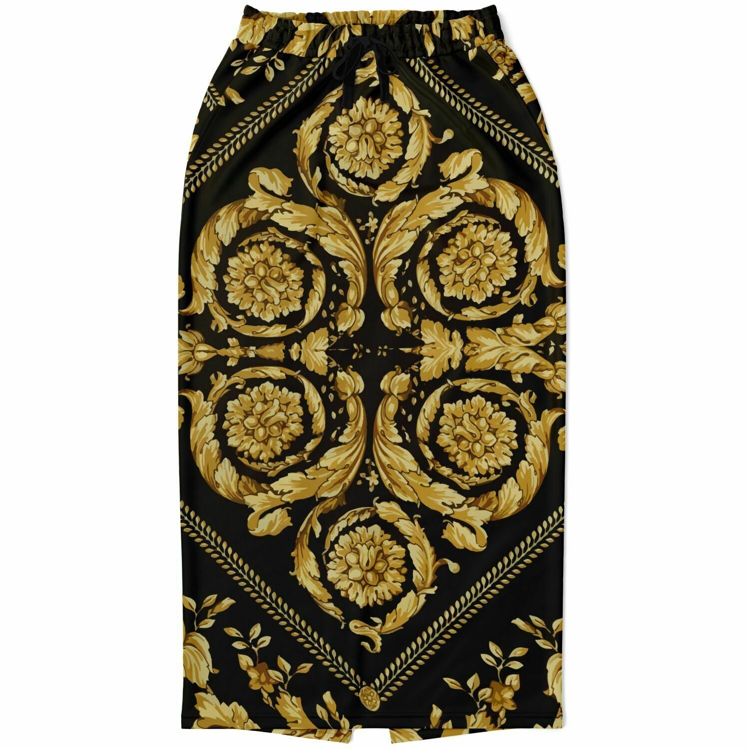 Baroque Gold Scarf Print Long Skirt - HipHatter