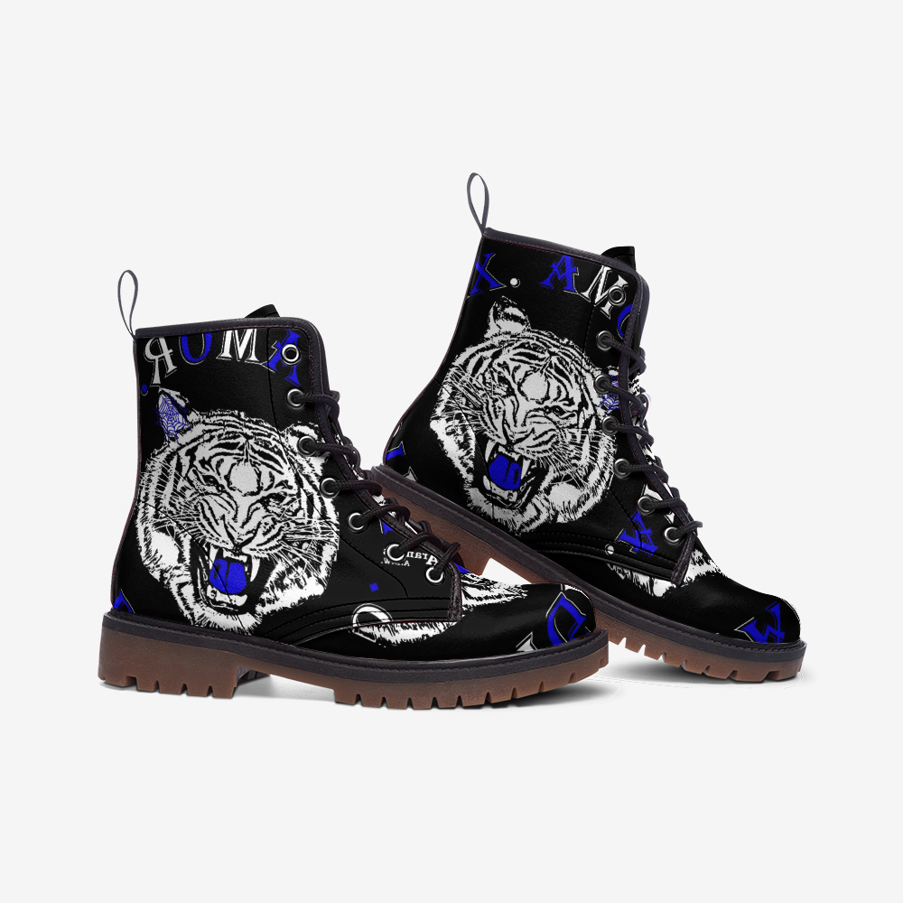 Real Tiger Motto Leather Combat Boots - HipHatter