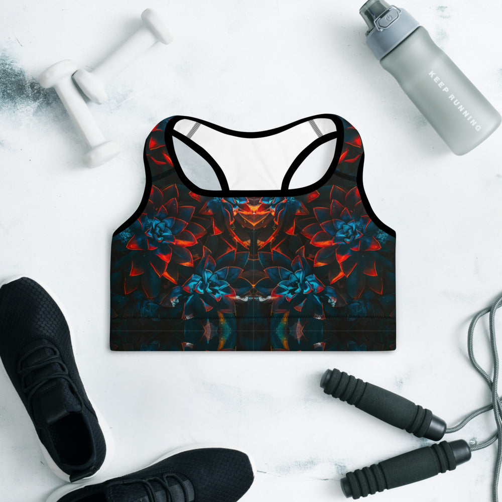 Autumn Flowers Padded Sports Bra - HipHatter