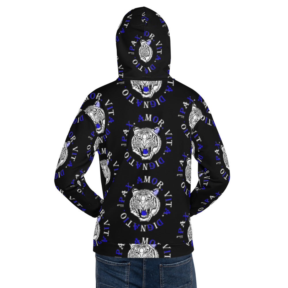 Real Tiger Motto Hoodie Blue - HipHatter