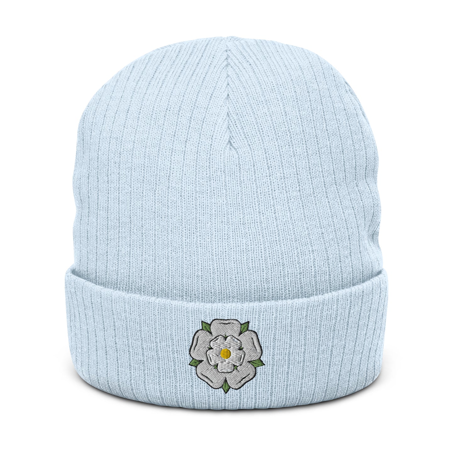 Yorkshire white rose ribbed knit beanie - HipHatter
