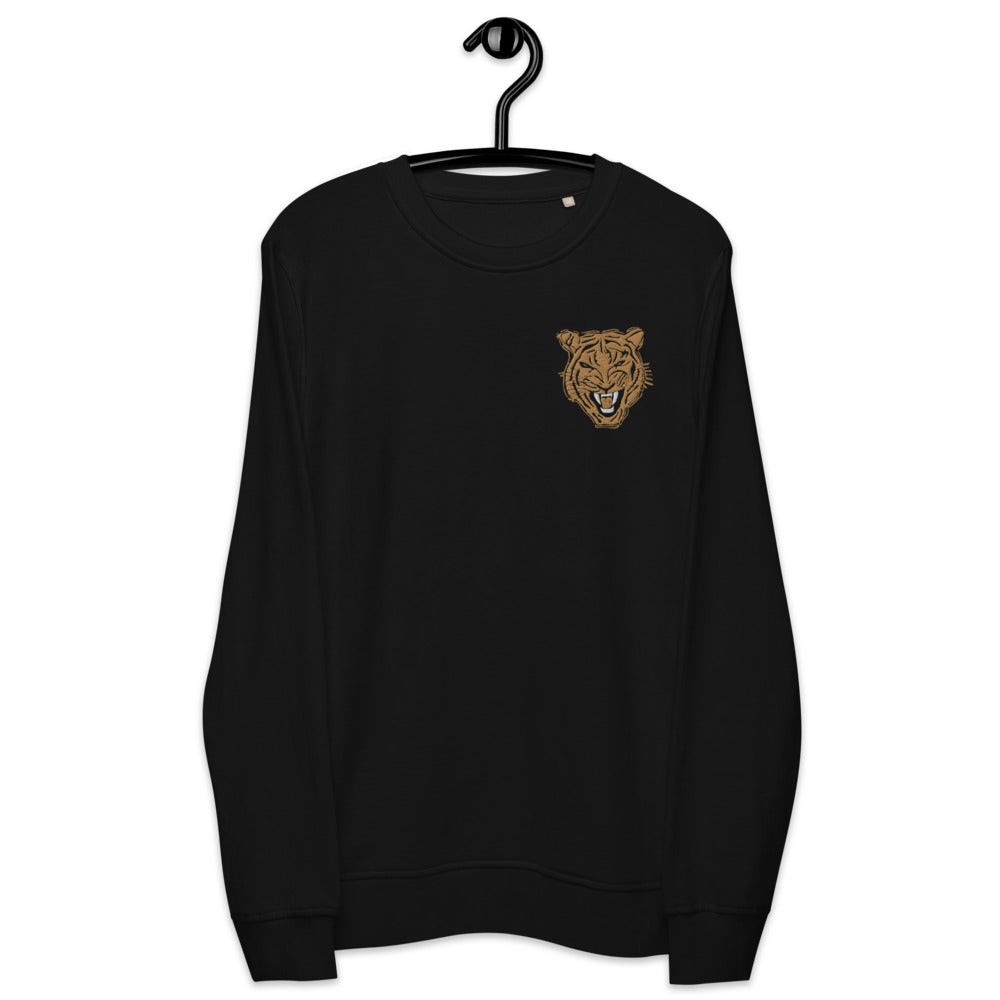 Gold Tiger Face Embroidered Organic Sweatshirt - HipHatter