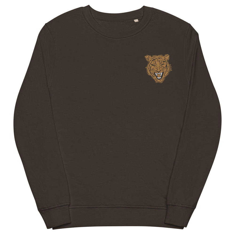 Gold Tiger Face Embroidered Organic Sweatshirt - HipHatter