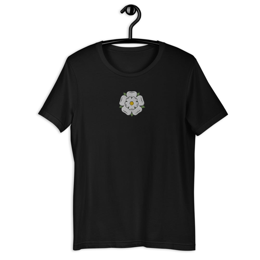 Yorkshire White Rose Embroidered Unisex Tee - HipHatter