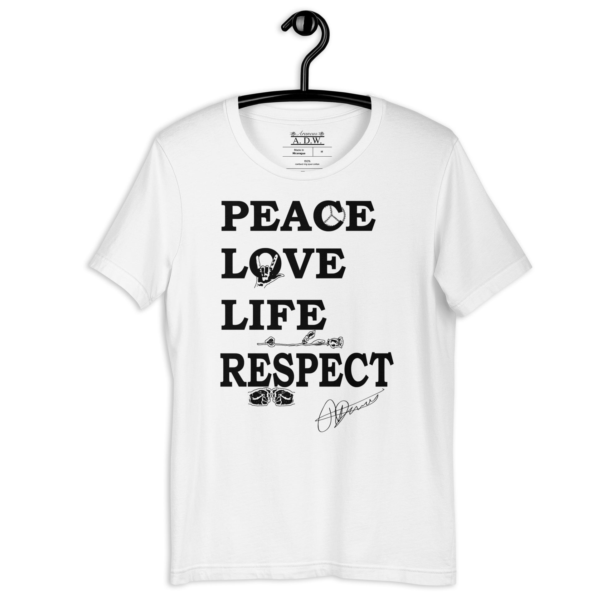 Peace Love Life Respect T Shirt - HipHatter